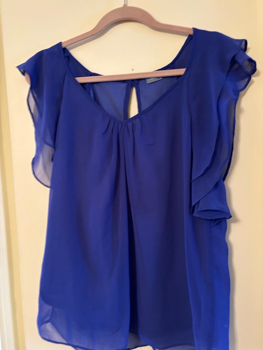 Studio Royal Blue Chiffon Flutter Sleeve Blouse